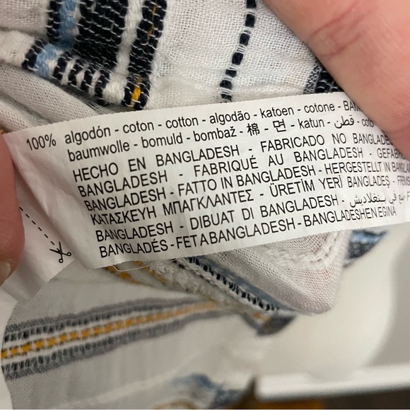 Zara Dres Midi Striped Cotton Button Front Pockets Coastal Beach Cottagecore - Picture 12 of 12